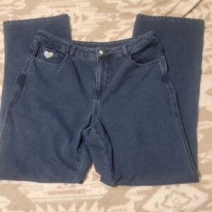 Quacker Factory Dream Jeannes Dark Wash Jeans with Pink Script Logo